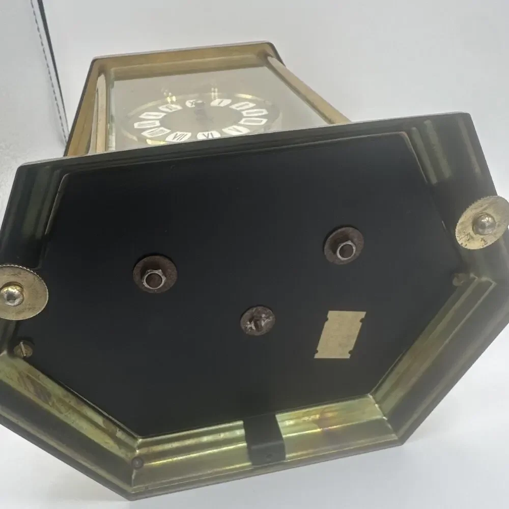 Gold Tone Anniversary Torsion Mantel Clock, Glass Dome, Roman Dial, Pendulum
